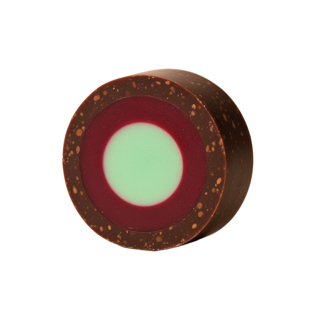 Cross-section of VitaGems 100% cacao multi-layer lozenge